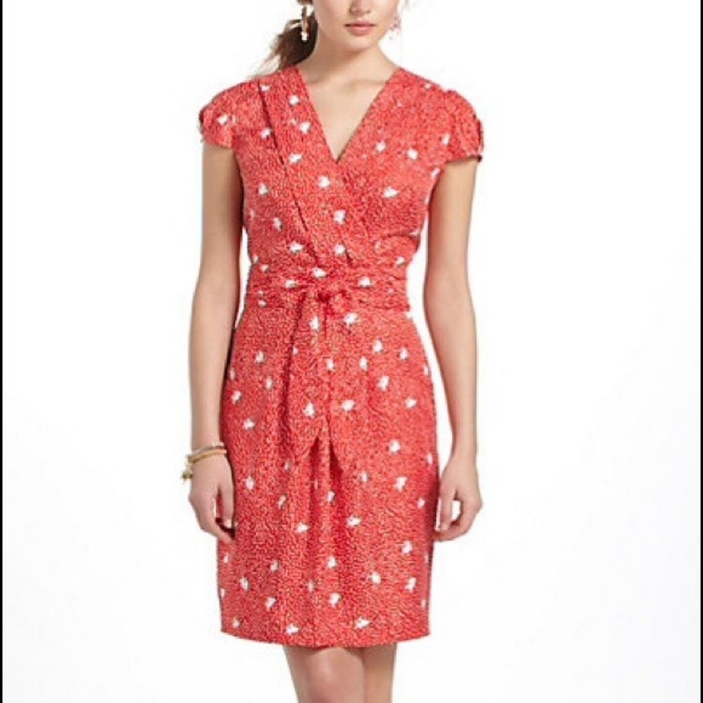 Anthropologie red wrap dress